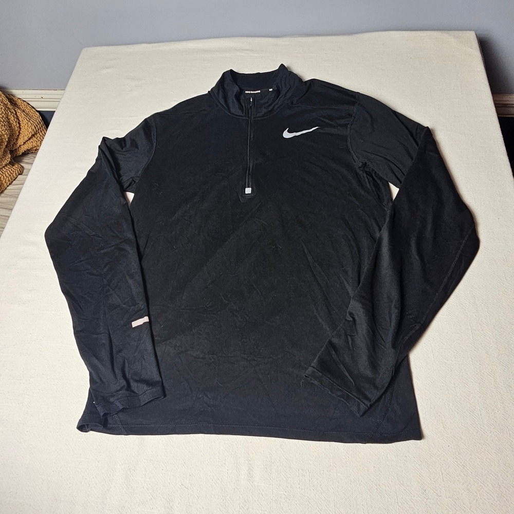 Nike Running Dri-FIT 1/4 Zip Long Sleeve Top Black 683485-010 Mens Medium